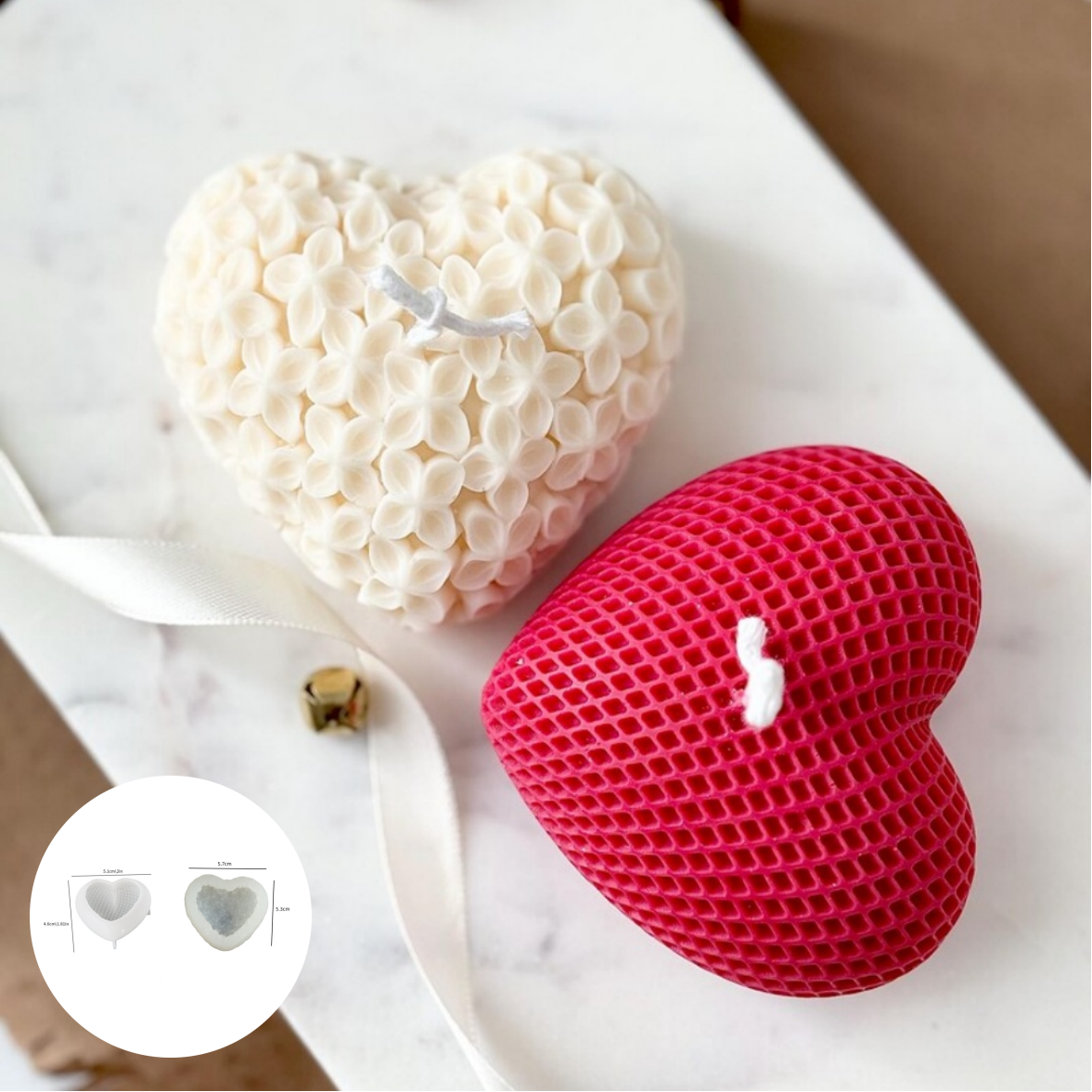 Candle Fragrance Supplies - 2PCS Love Candle Mold 3D Flower