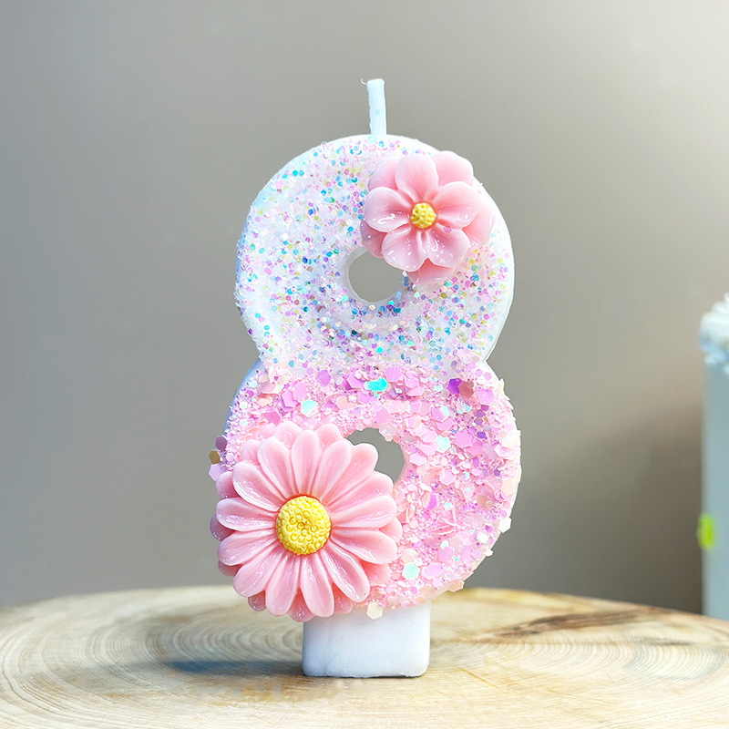 Creative pink flower birthday  - Candle Supplies Amazon reseña y precio