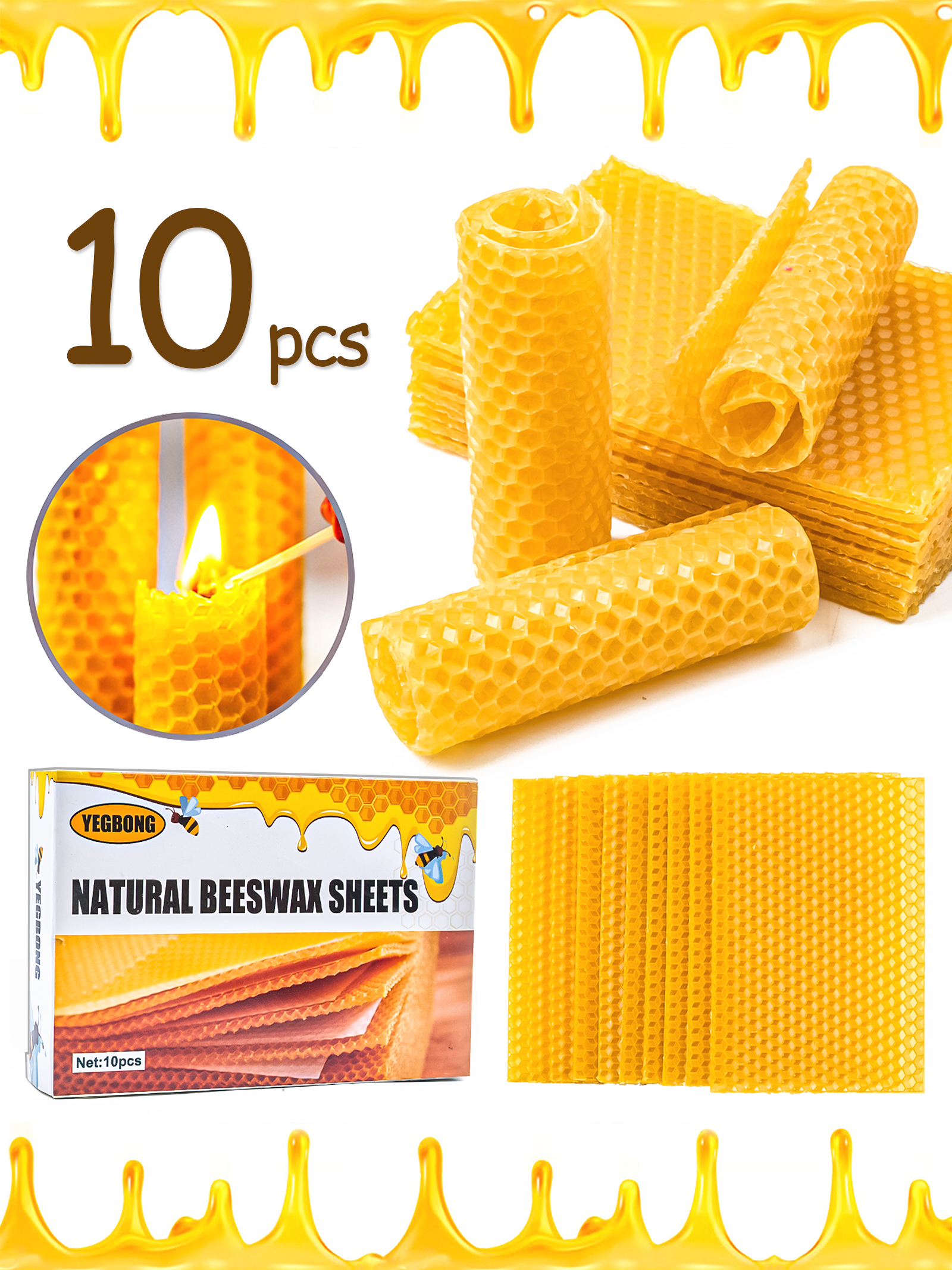 10Pcs Natural Honeycomb Bee Wa - Candle Making Supplies Kit reseña y precio